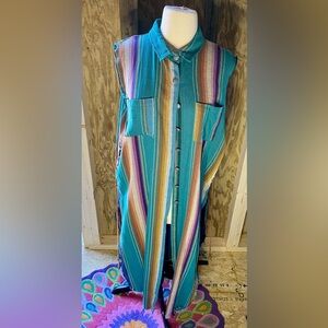 💥Lucky & Blessed Striped Button-up Sleeveless Duster💥 NWOT